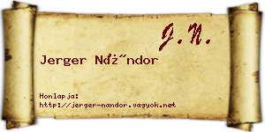 Jerger Nándor névjegykártya