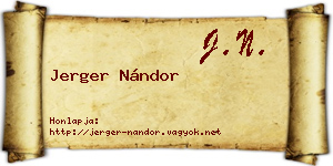 Jerger Nándor névjegykártya